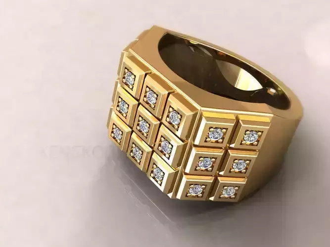 KENGKOD46 cube ring with diamonds