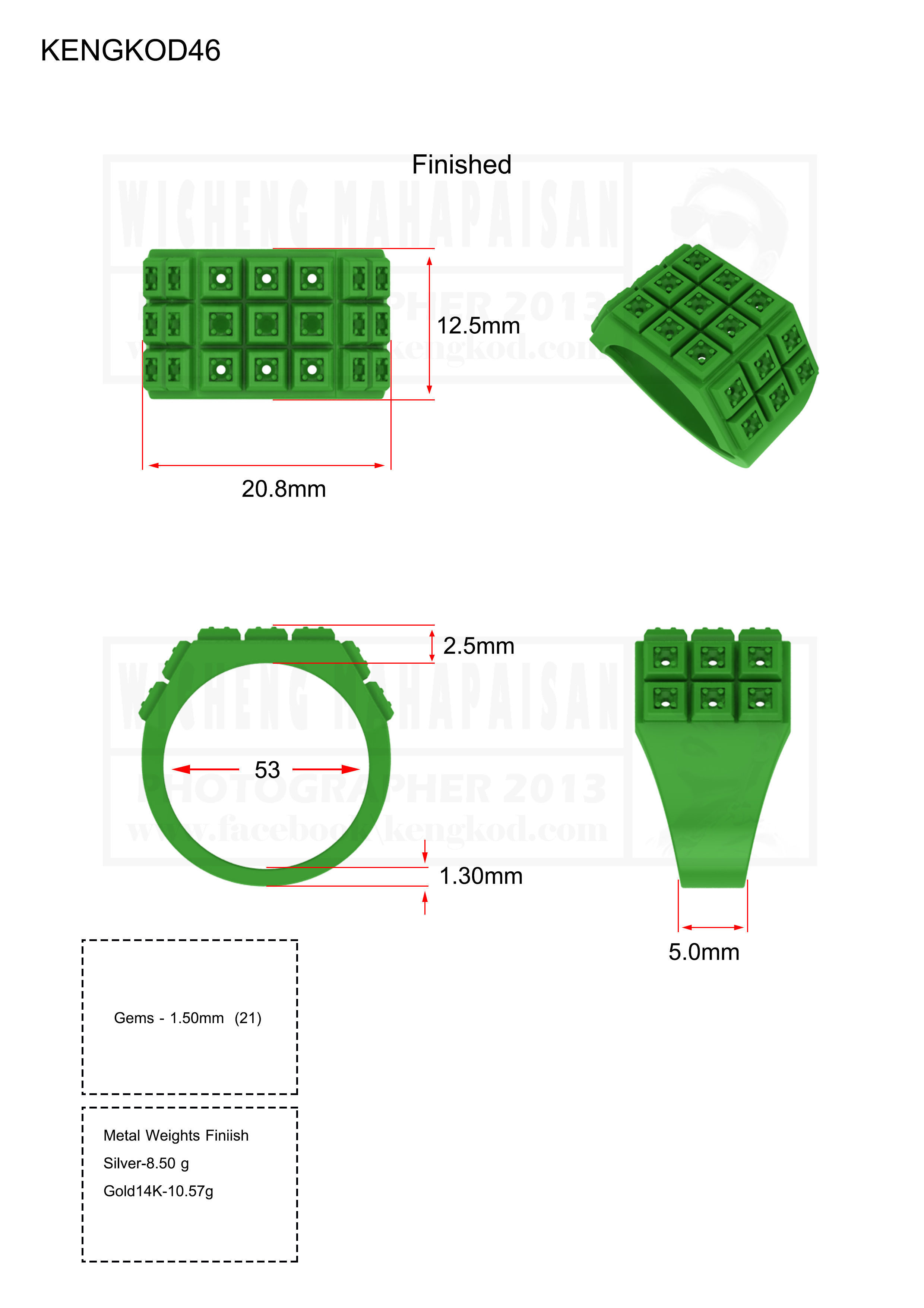 KENGKOD46 cube ring with diamonds 3D print model_1