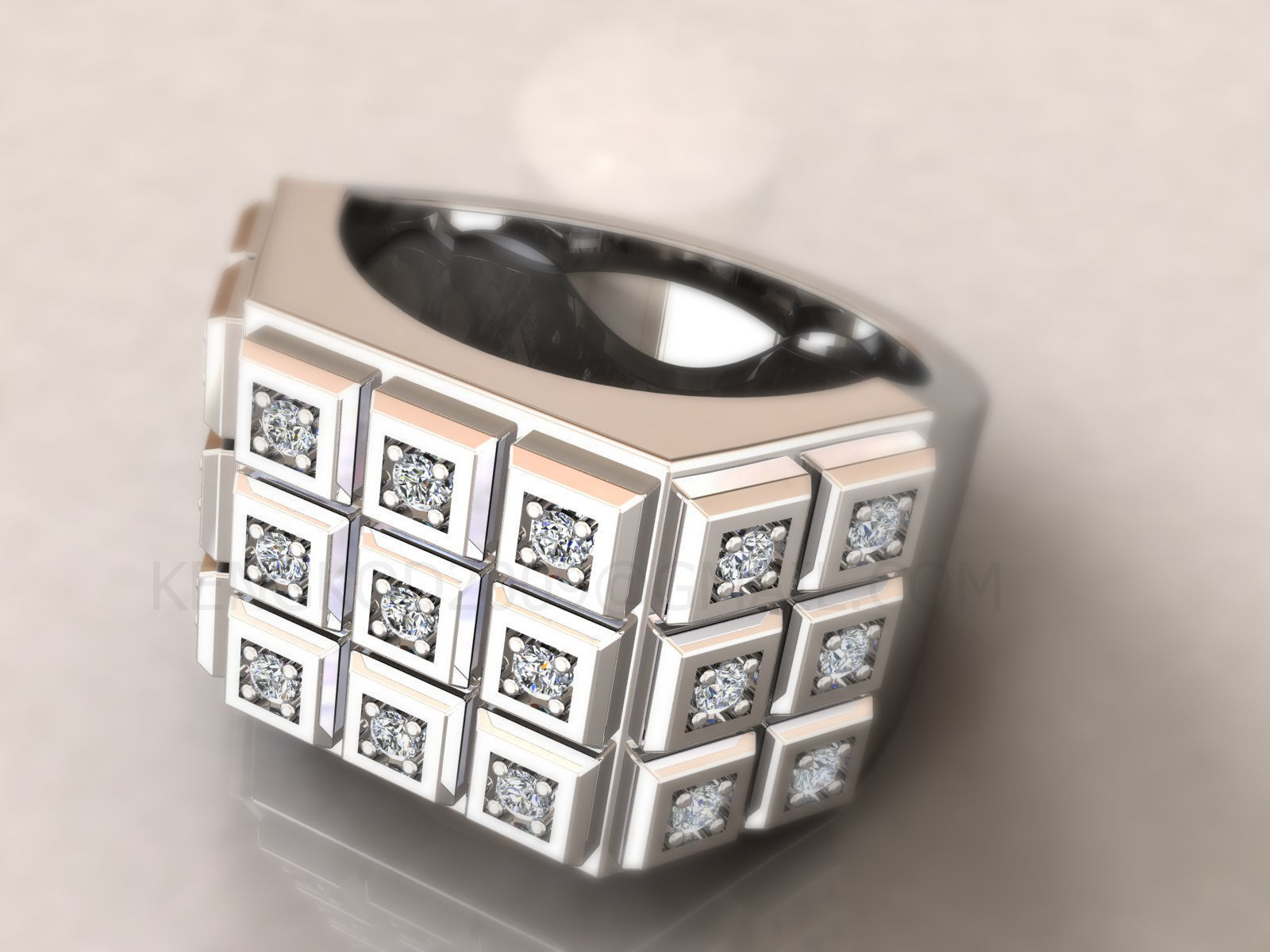 KENGKOD46 cube ring with diamonds 3D print model_7