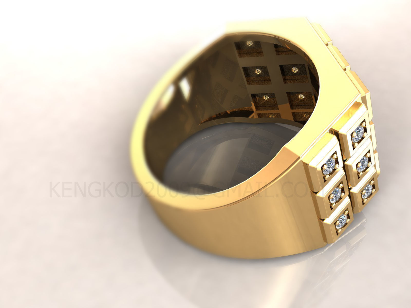 KENGKOD46 cube ring with diamonds 3D print model_4