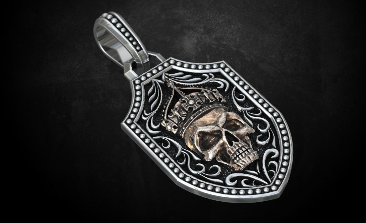 Pendant with a skull and sword in patterns 240 3D print model_1