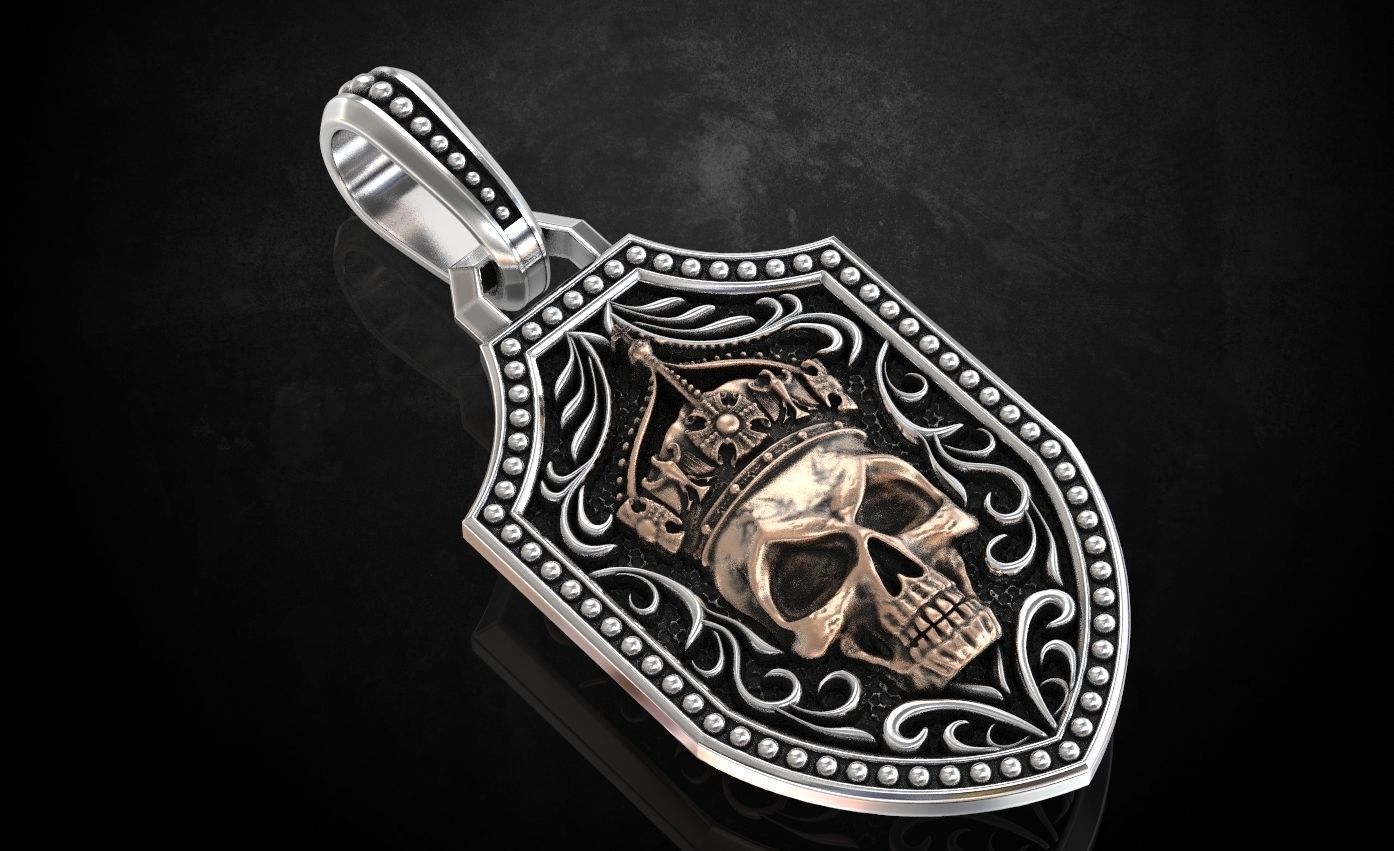 Pendant with a skull and sword in patterns 240 3D print model_8