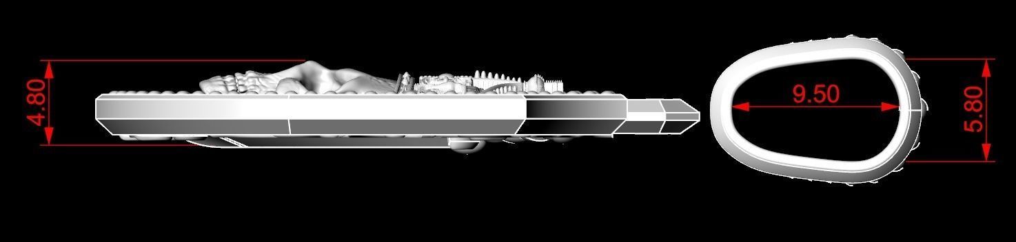 Pendant with a skull and sword in patterns 240 3D print model_21