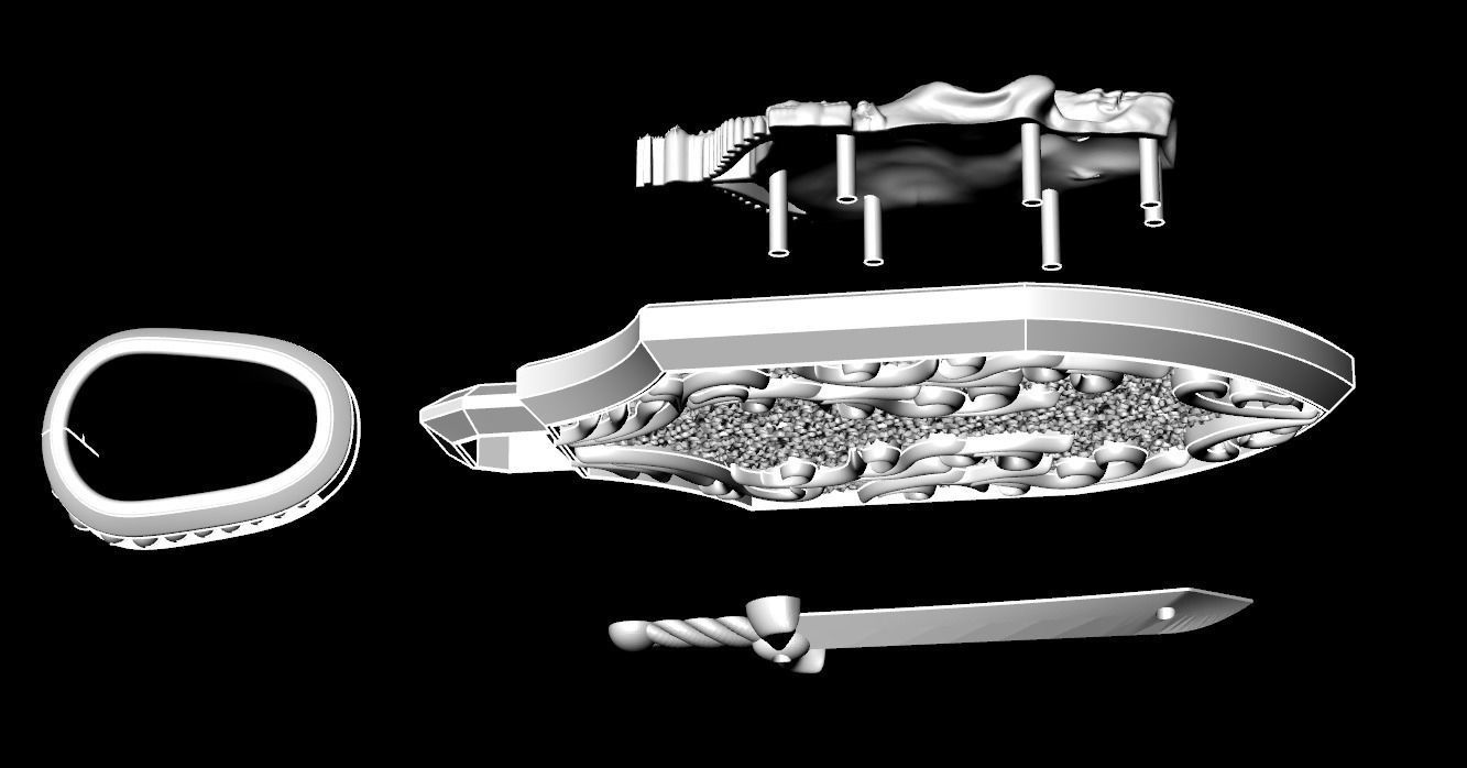 Pendant with a skull and sword in patterns 240 3D print model_22