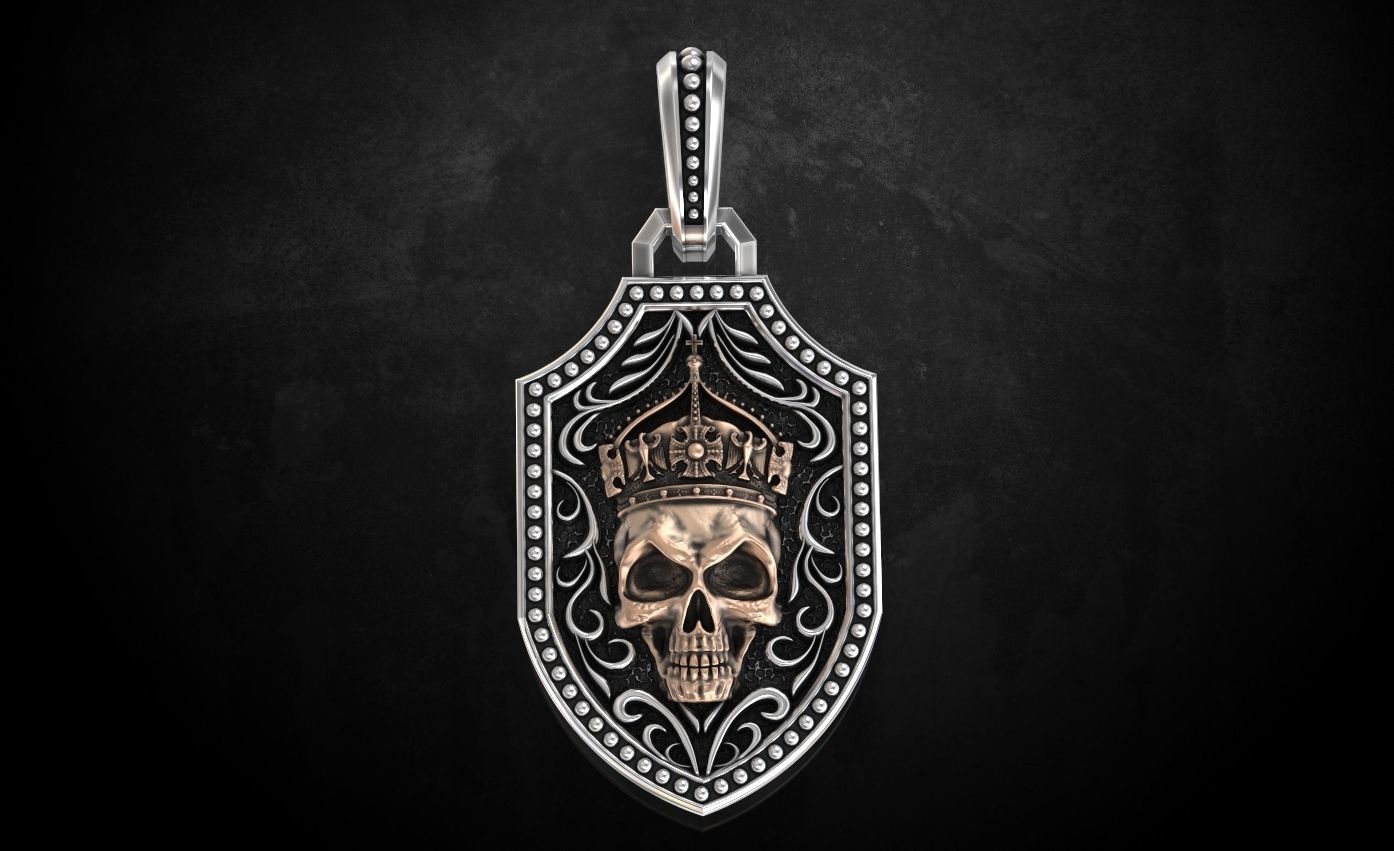 Pendant with a skull and sword in patterns 240 3D print model_7