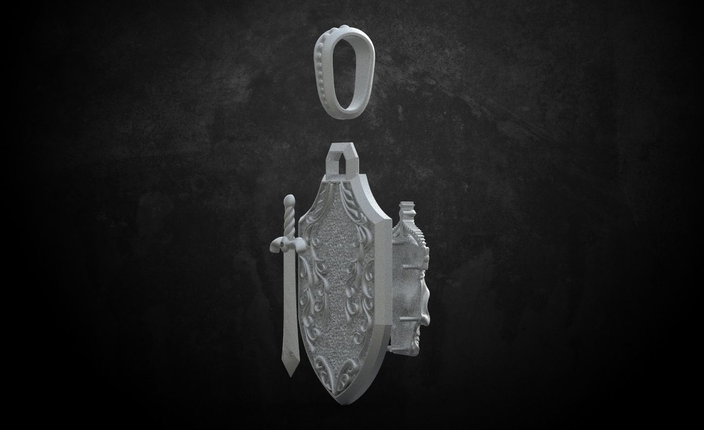 Pendant with a skull and sword in patterns 240 3D print model_16