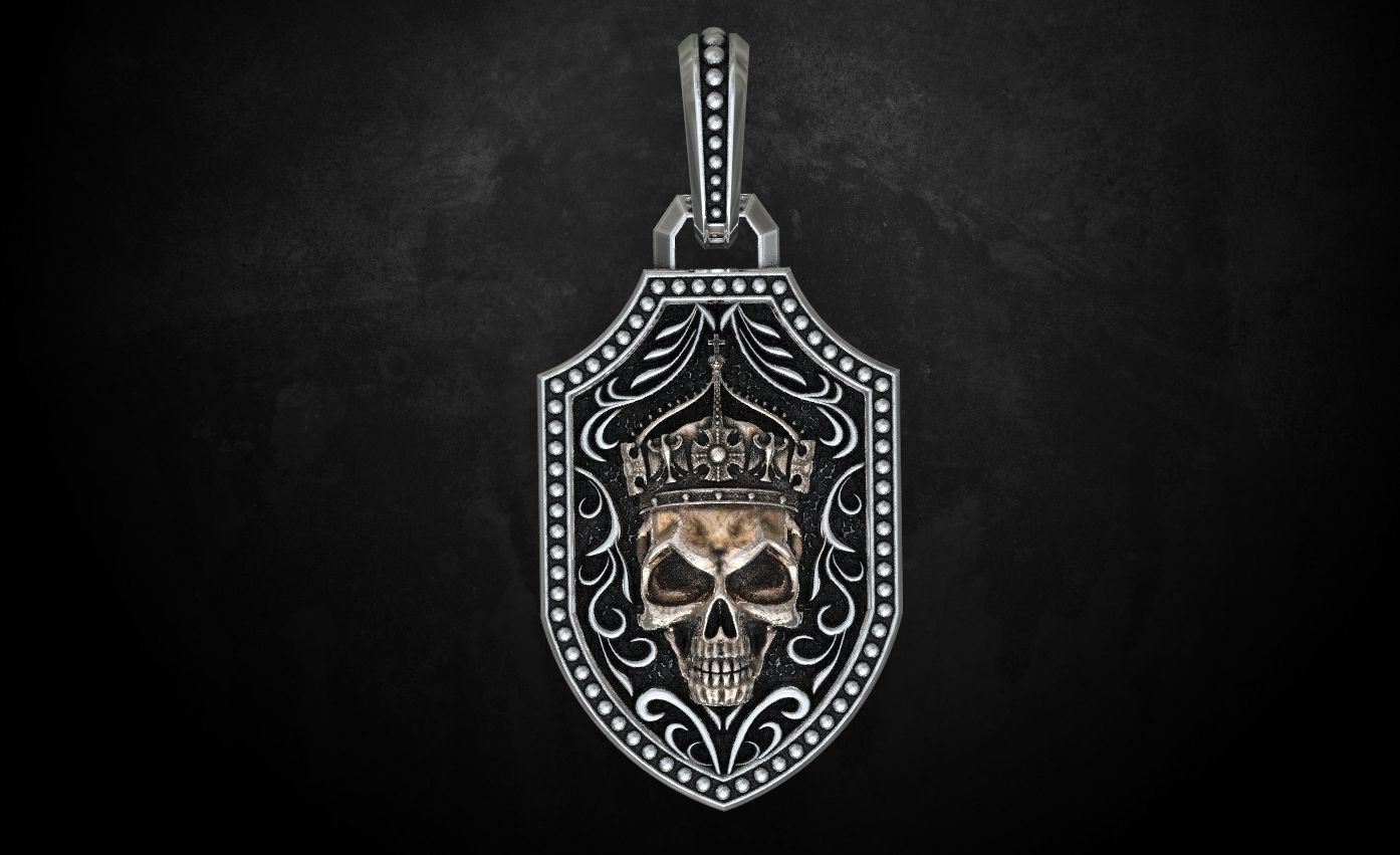 Pendant with a skull and sword in patterns 240 3D print model_5