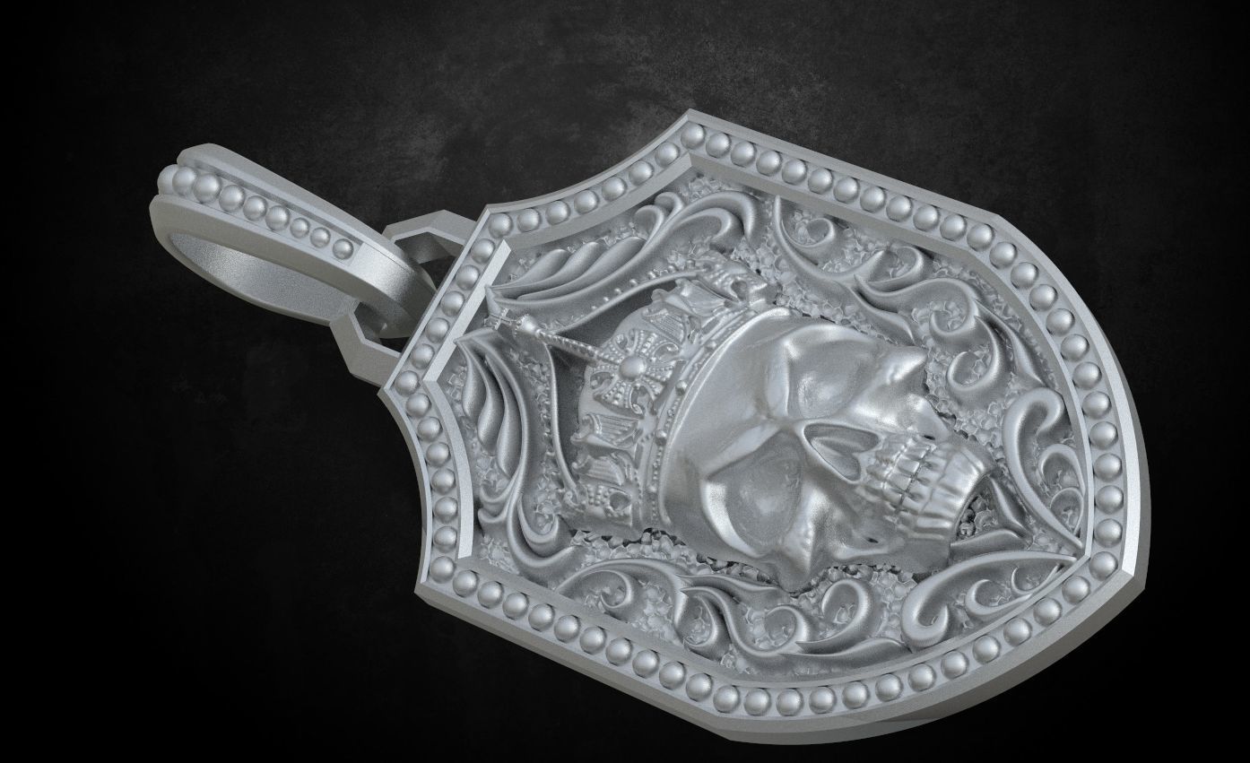Pendant with a skull and sword in patterns 240 3D print model_13