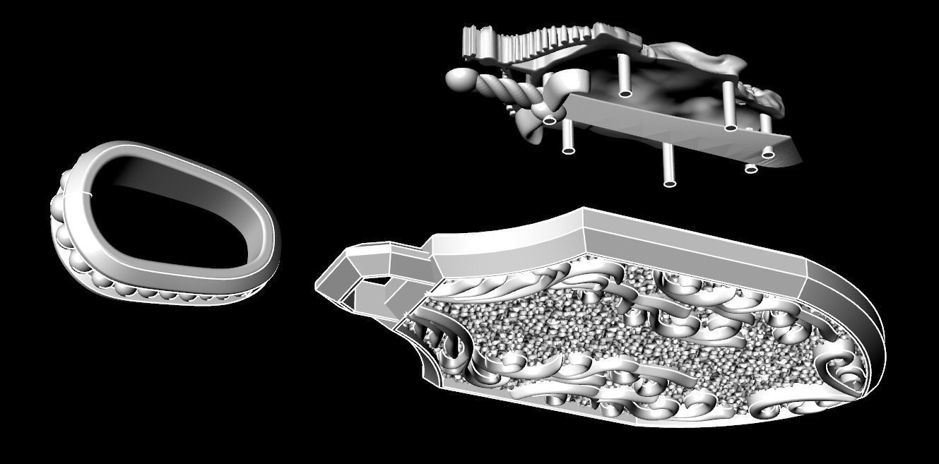 Pendant with a skull and sword in patterns 240 3D print model_23