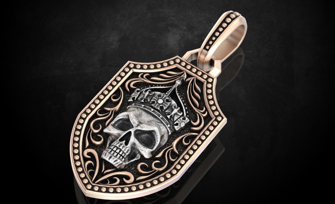 Pendant with a skull and sword in patterns 240 3D print model_2