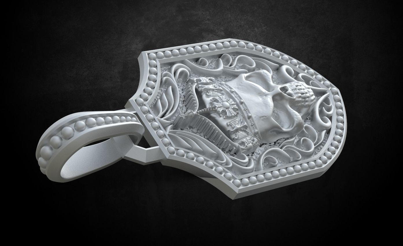 Pendant with a skull and sword in patterns 240 3D print model_19