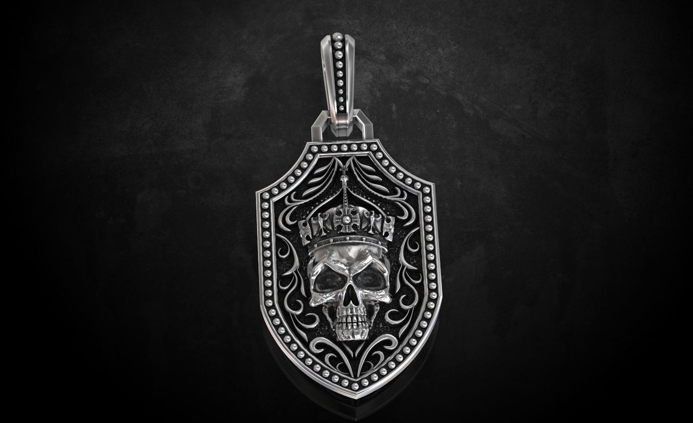 Pendant with a skull and sword in patterns 240 3D print model_3
