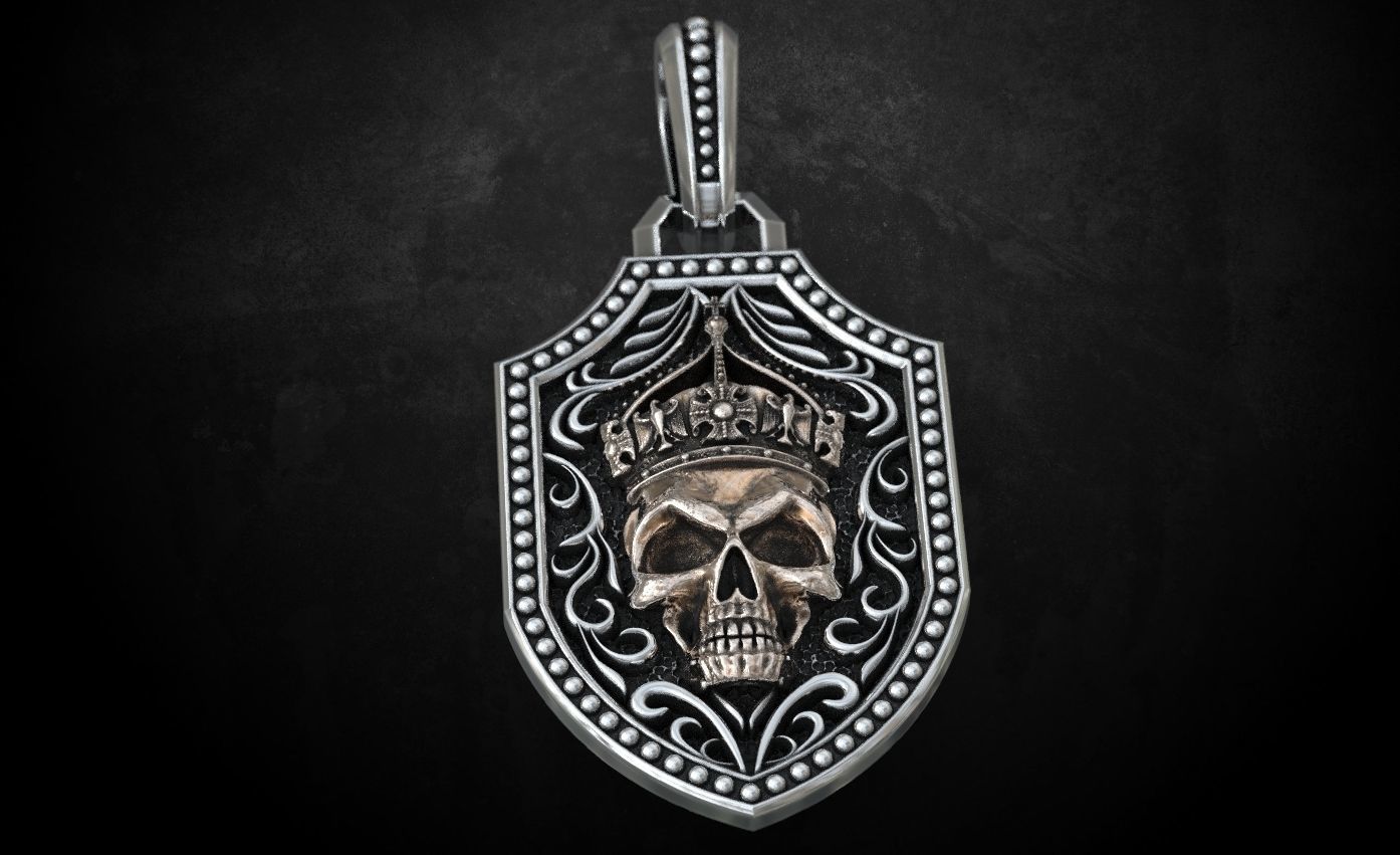 Pendant with a skull and sword in patterns 240 3D print model_11