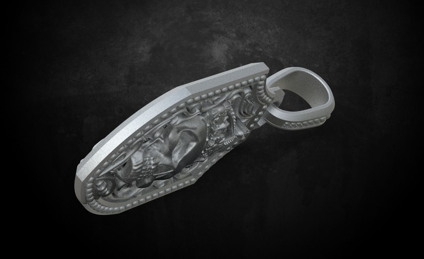 Pendant with a skull and sword in patterns 240 3D print model_18