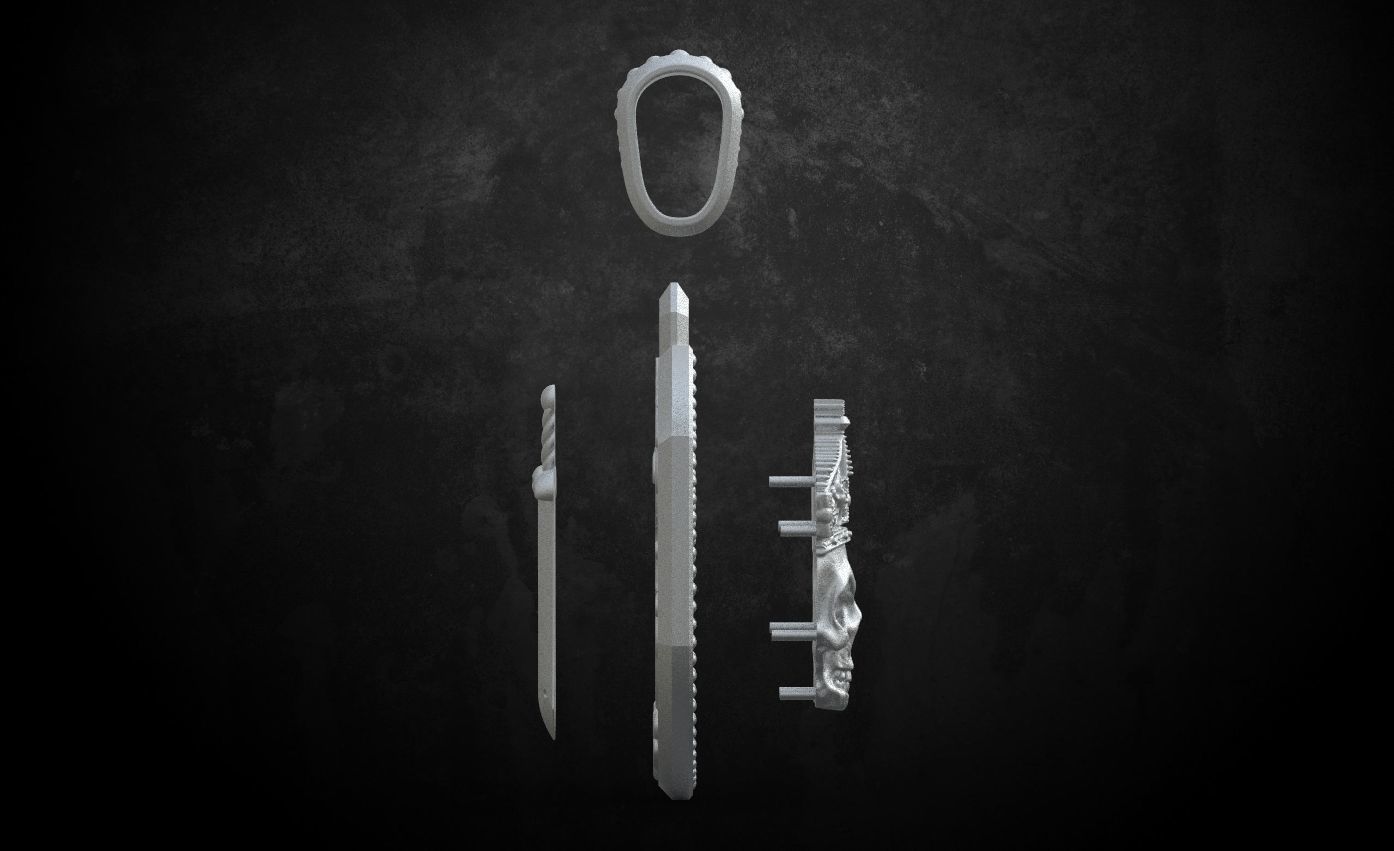 Pendant with a skull and sword in patterns 240 3D print model_12