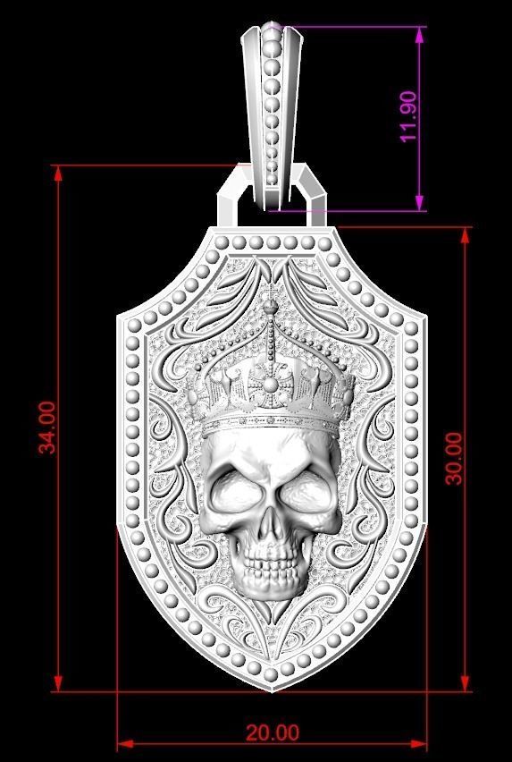 Pendant with a skull and sword in patterns 240 3D print model_20