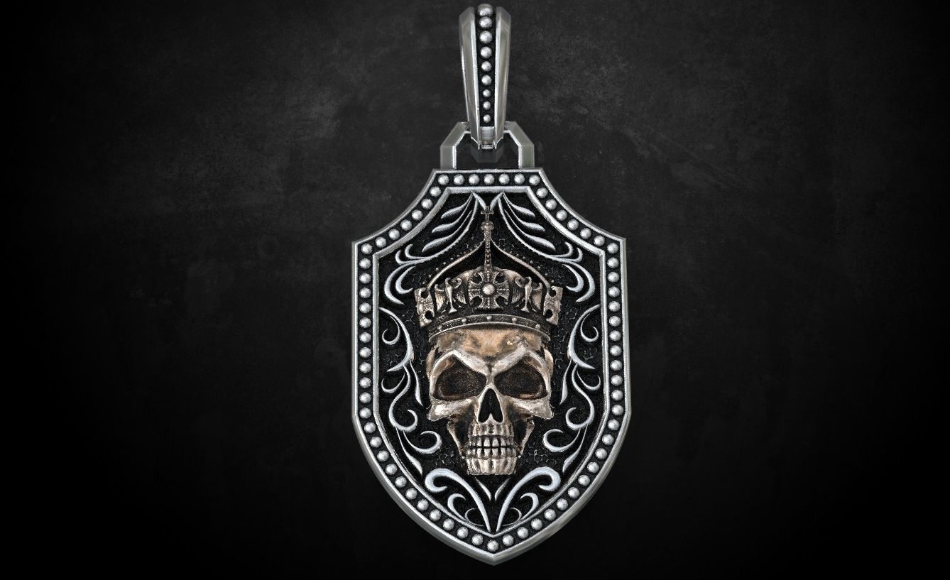 Pendant with a skull and sword in patterns 240 3D print model_9