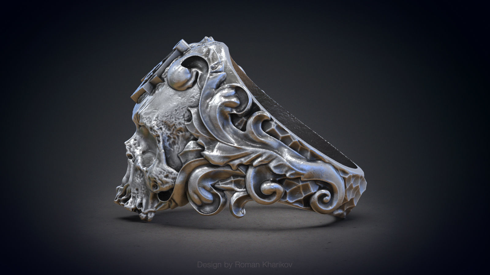 Classical Masonic ring with a skull 3d model for 3d printing 3D print model_5