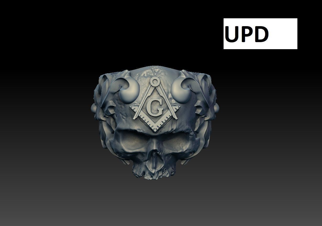 Classical Masonic ring with a skull 3d model for 3d printing 3D print model_2