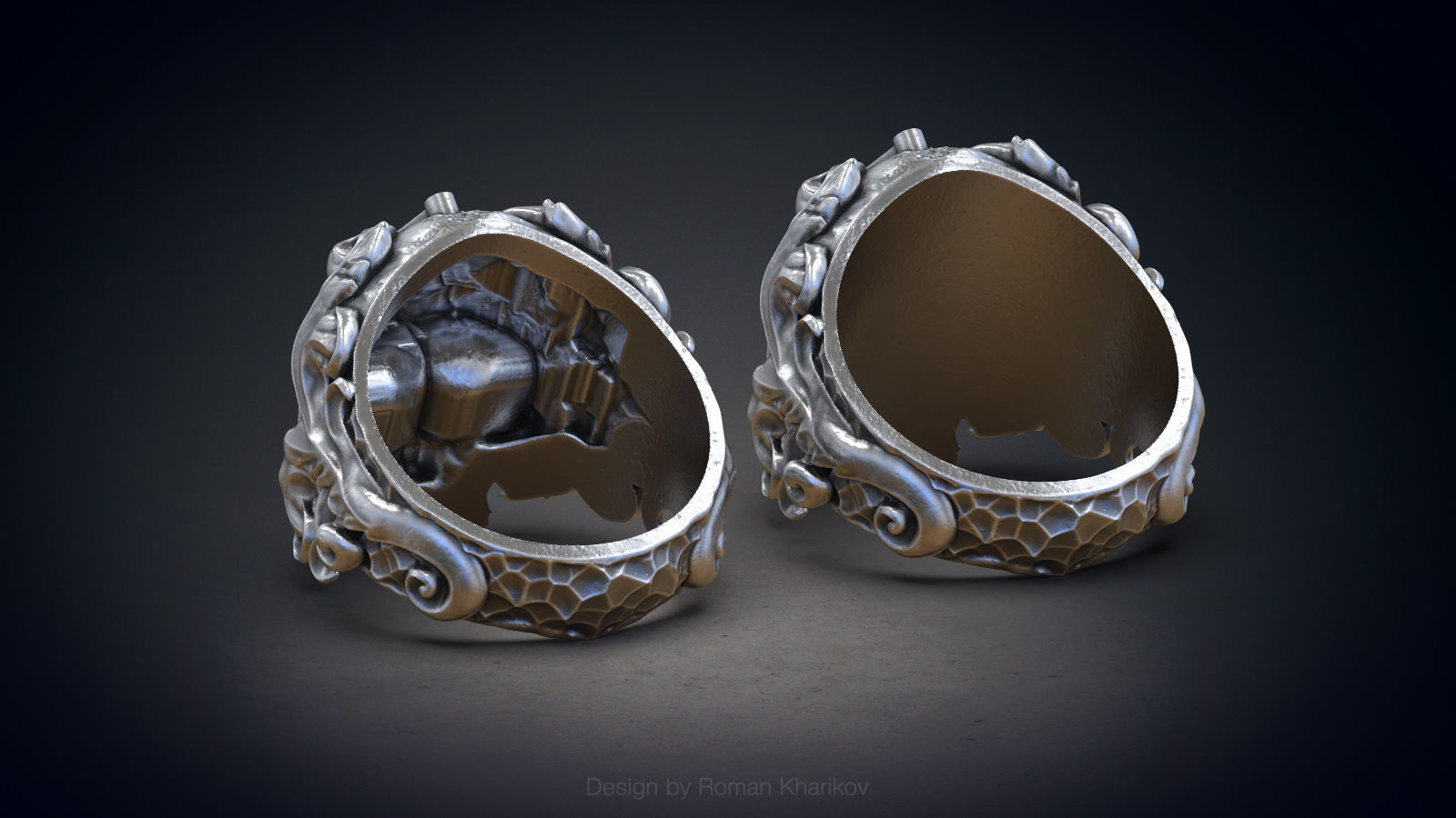 Classical Masonic ring with a skull 3d model for 3d printing 3D print model_6