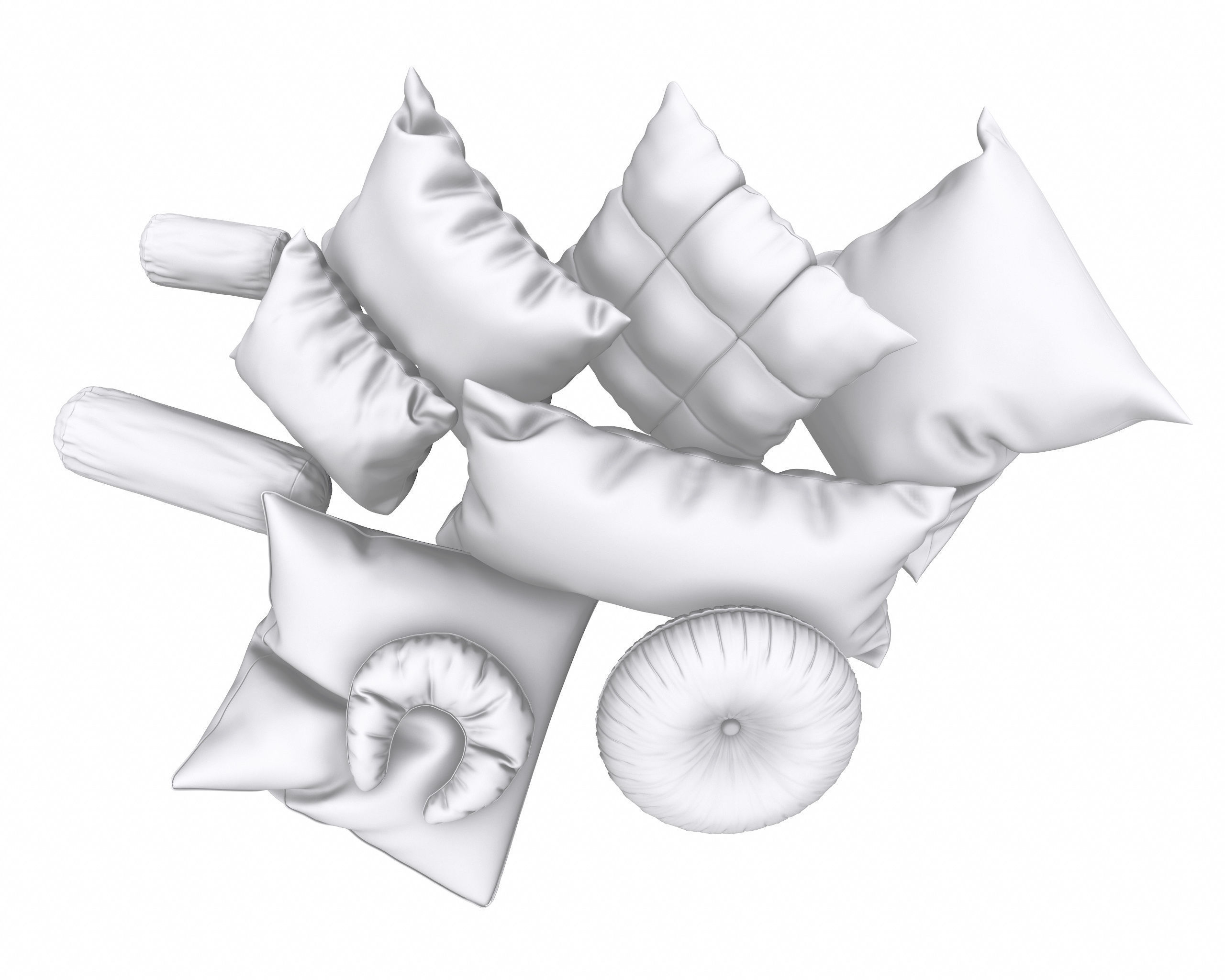 Pillow Set with flowers 3D model_4