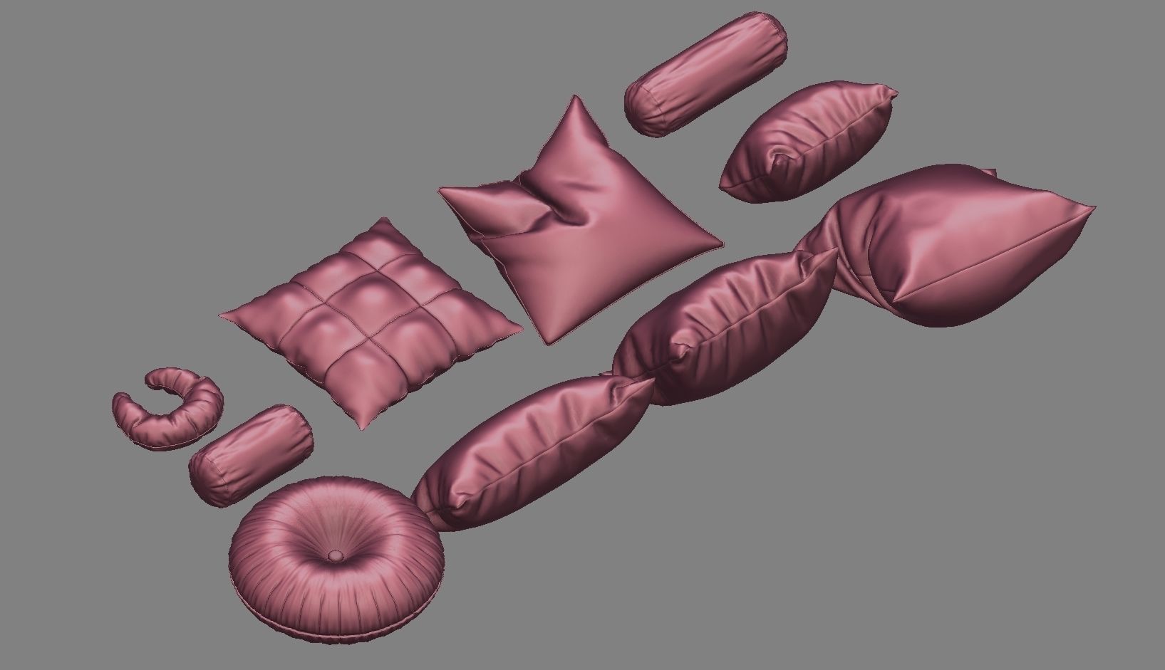 Pillow Set with flowers 3D model_21