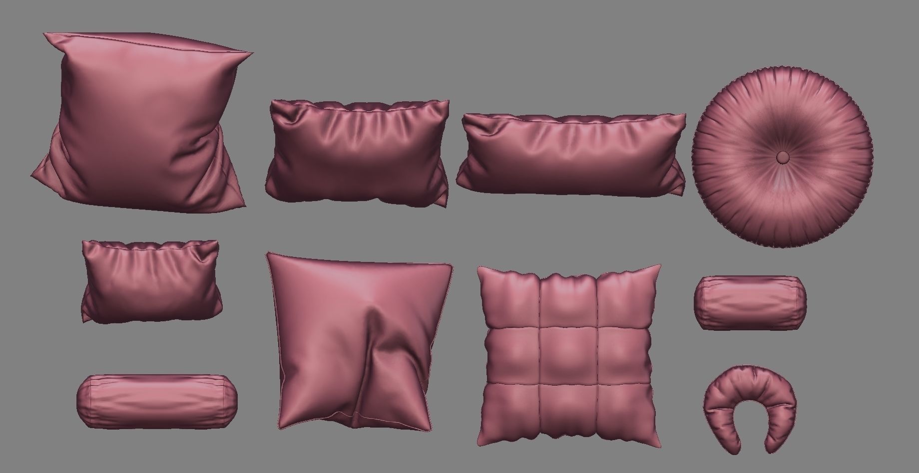 Pillow Set with flowers 3D model_18
