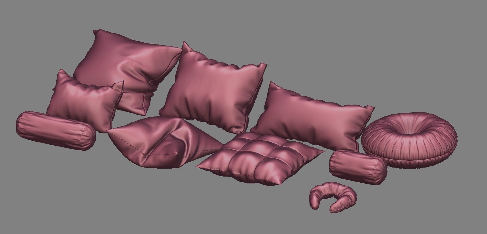 Pillow Set with flowers 3D model_17