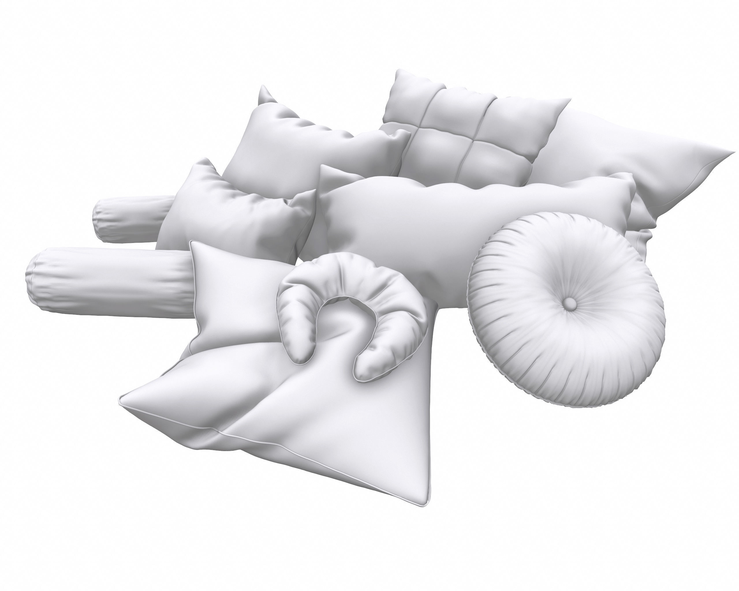 Pillow Set with flowers 3D model_5