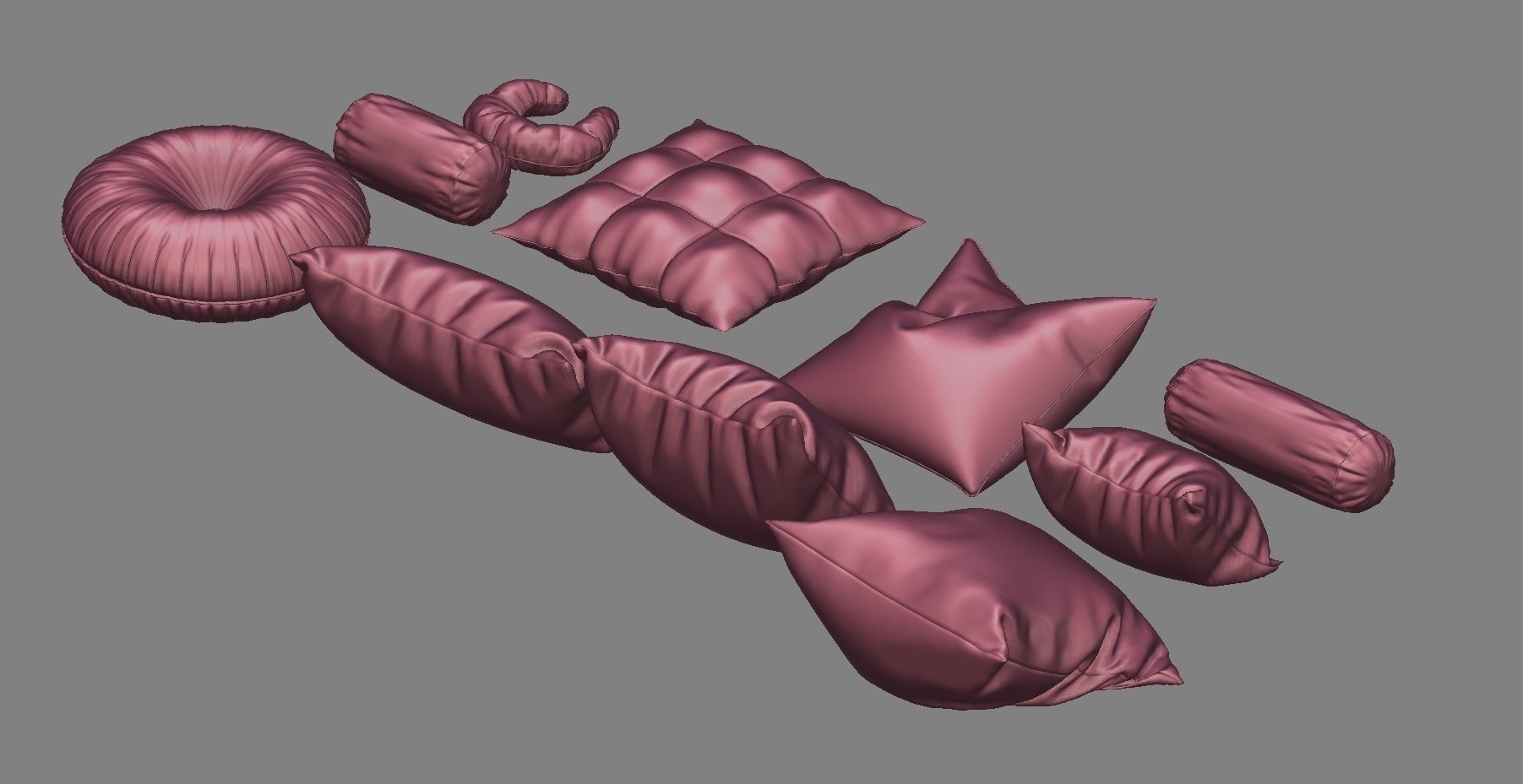 Pillow Set with flowers 3D model_26