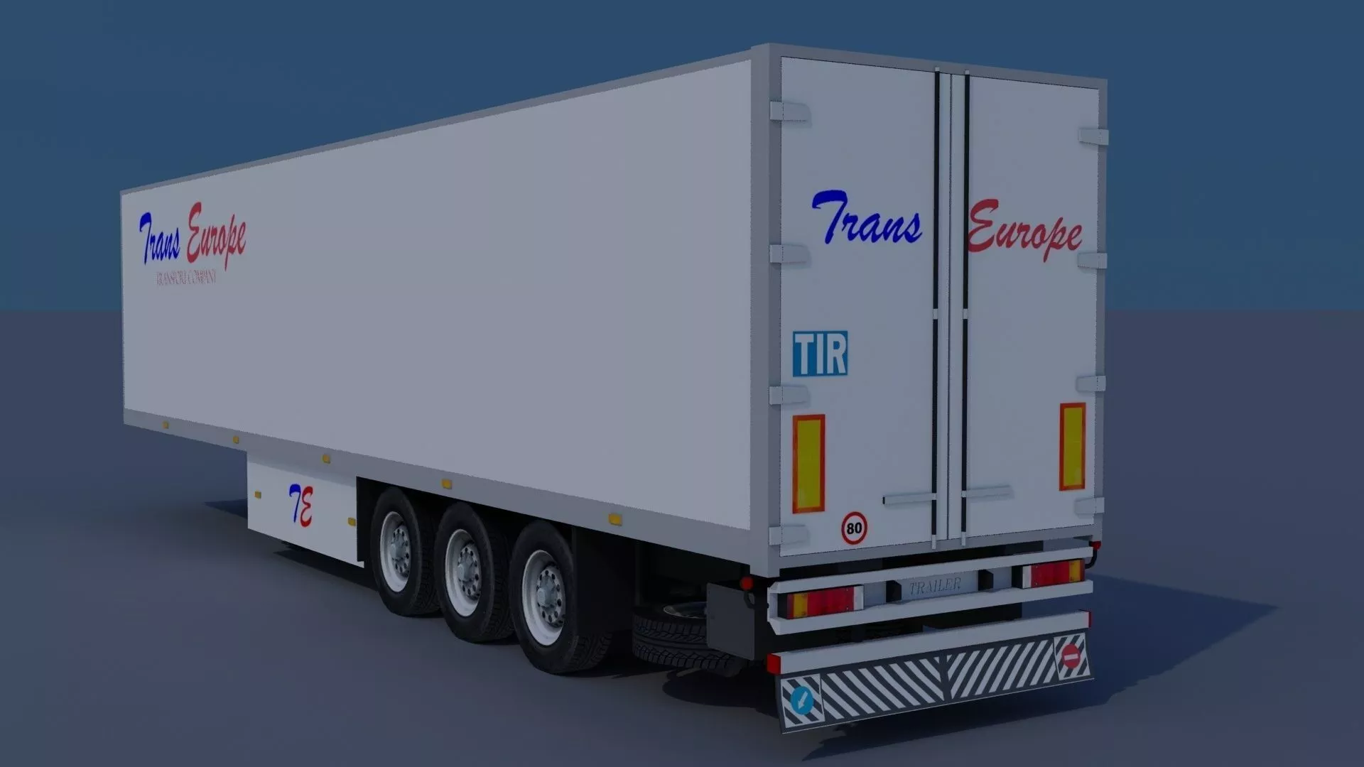 Trailer-refrigerator semi truck Low-poly 3D model