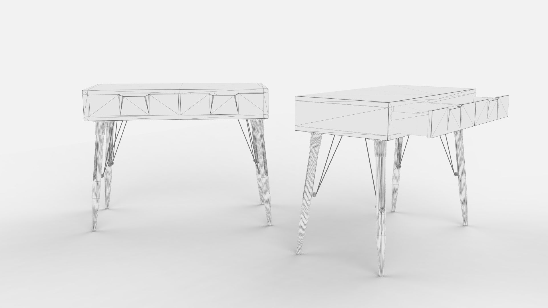 Mid Century Modern Desk 3D model_2