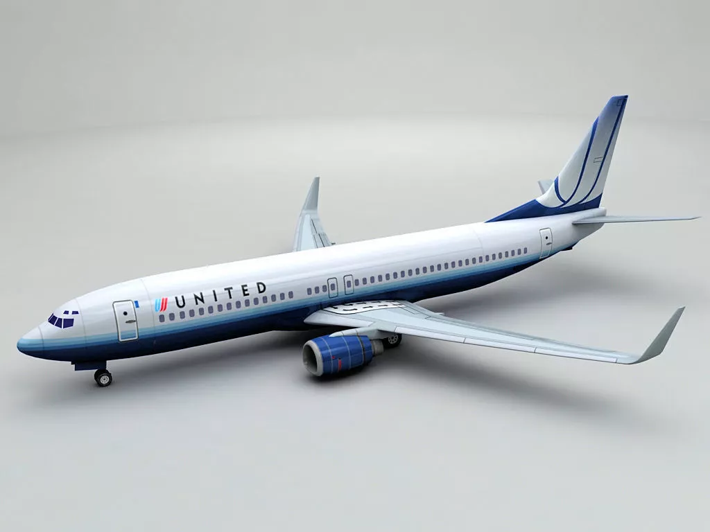 Boeing 737-800 NG Airliner - United Airlines Low-poly 3D model