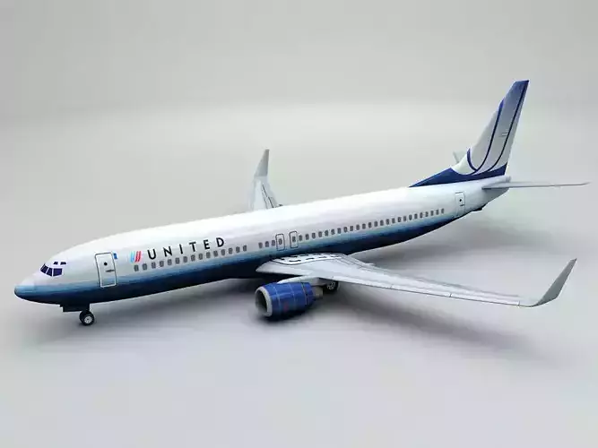 Boeing 737-800 NG Airliner - United Airlines Low-poly 3D model