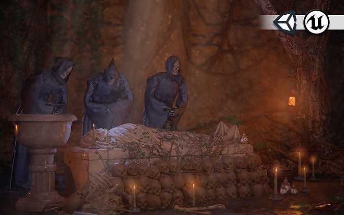 PBR Assets - Crypt Props for Horror Environments Low-poly 3D model