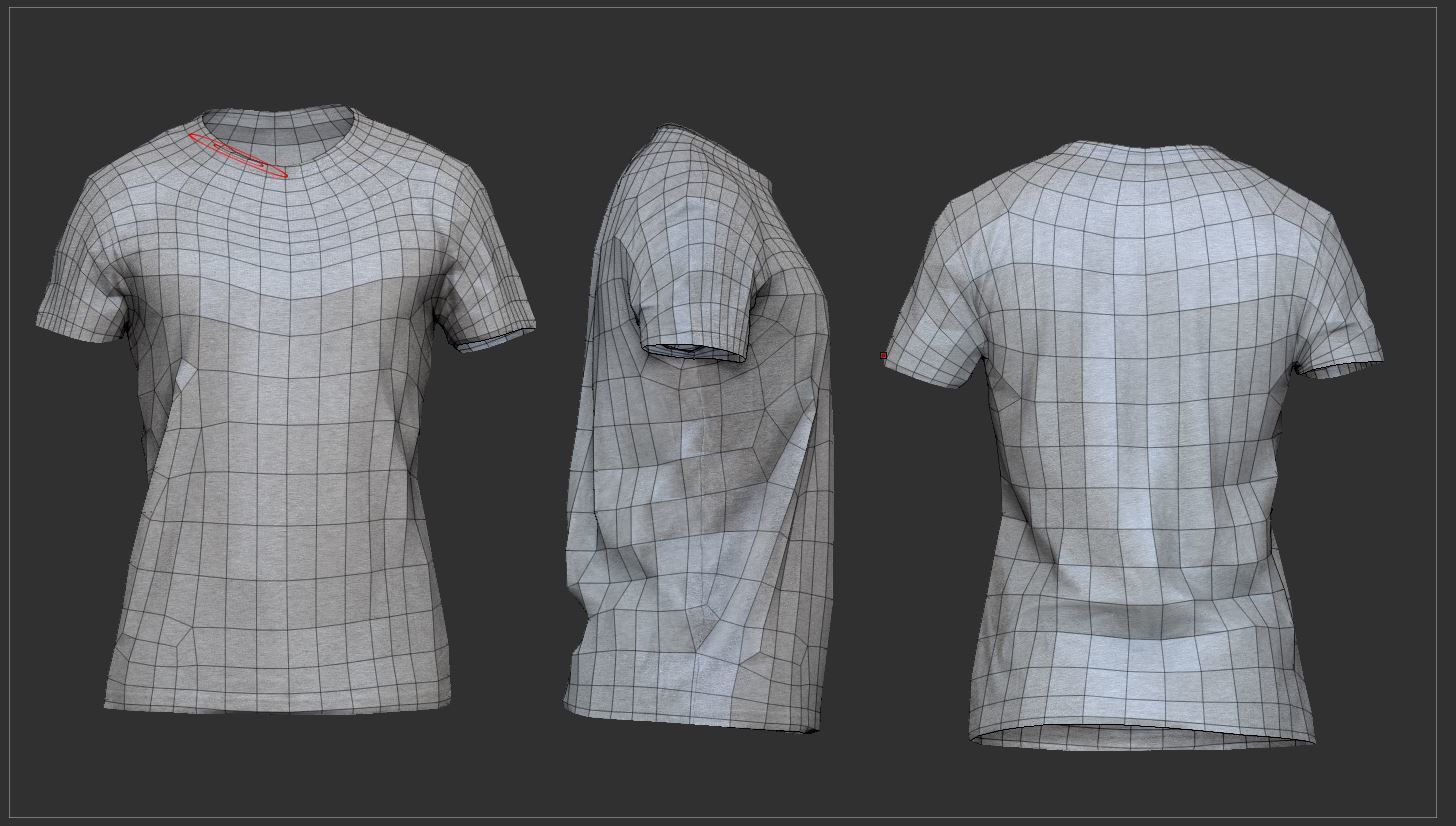 T Shirt front and - Low-poly 3D model_1