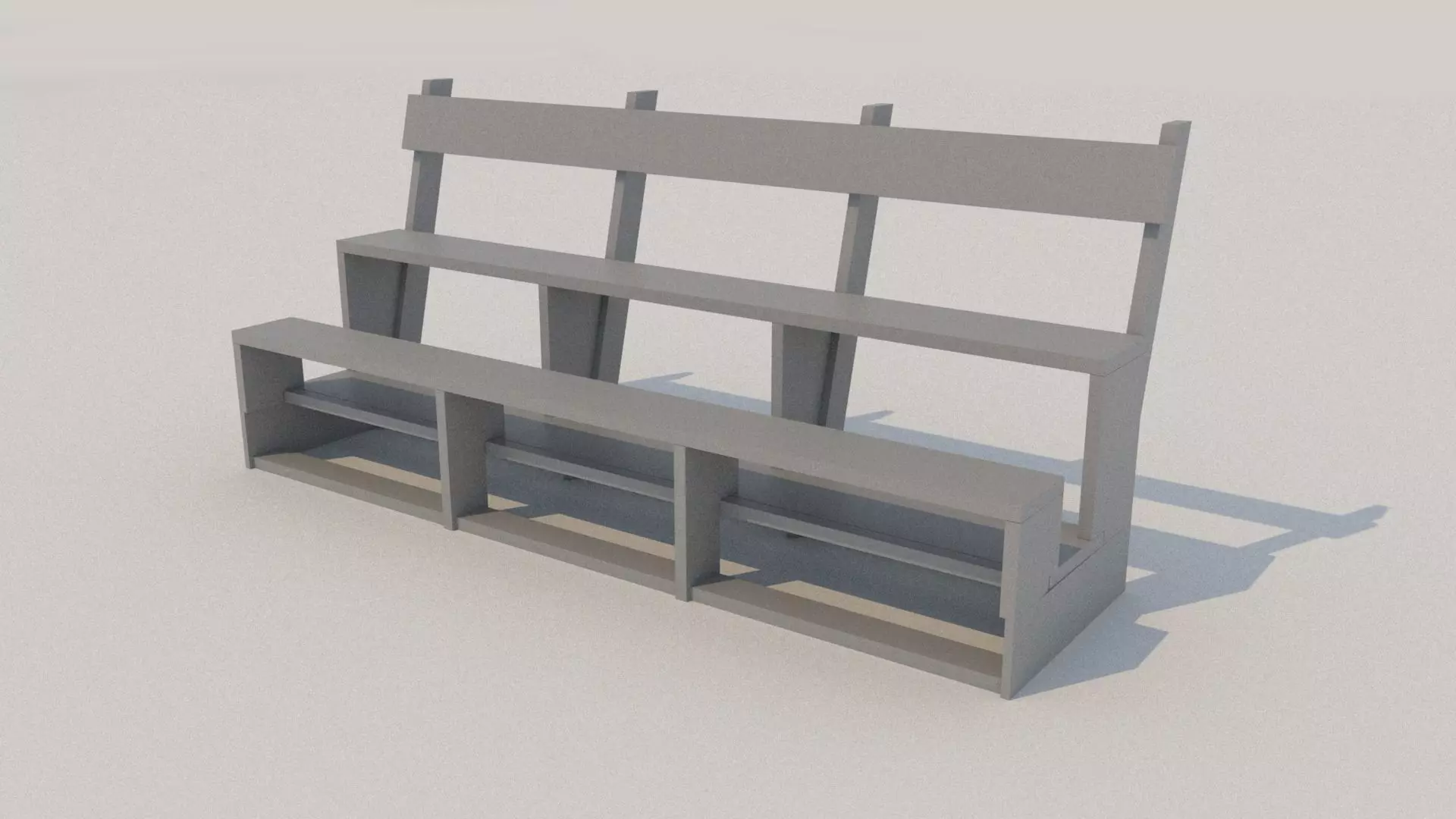 Bench shelving unit with two shelves 3D model