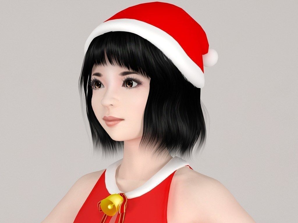  T pose nonrigged model of  Kayoko in Christmas costume 3D model_2