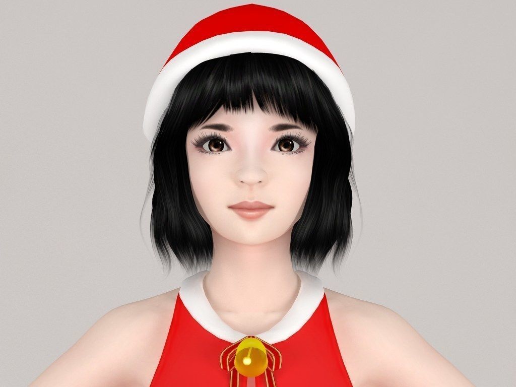  T pose nonrigged model of  Kayoko in Christmas costume 3D model_1