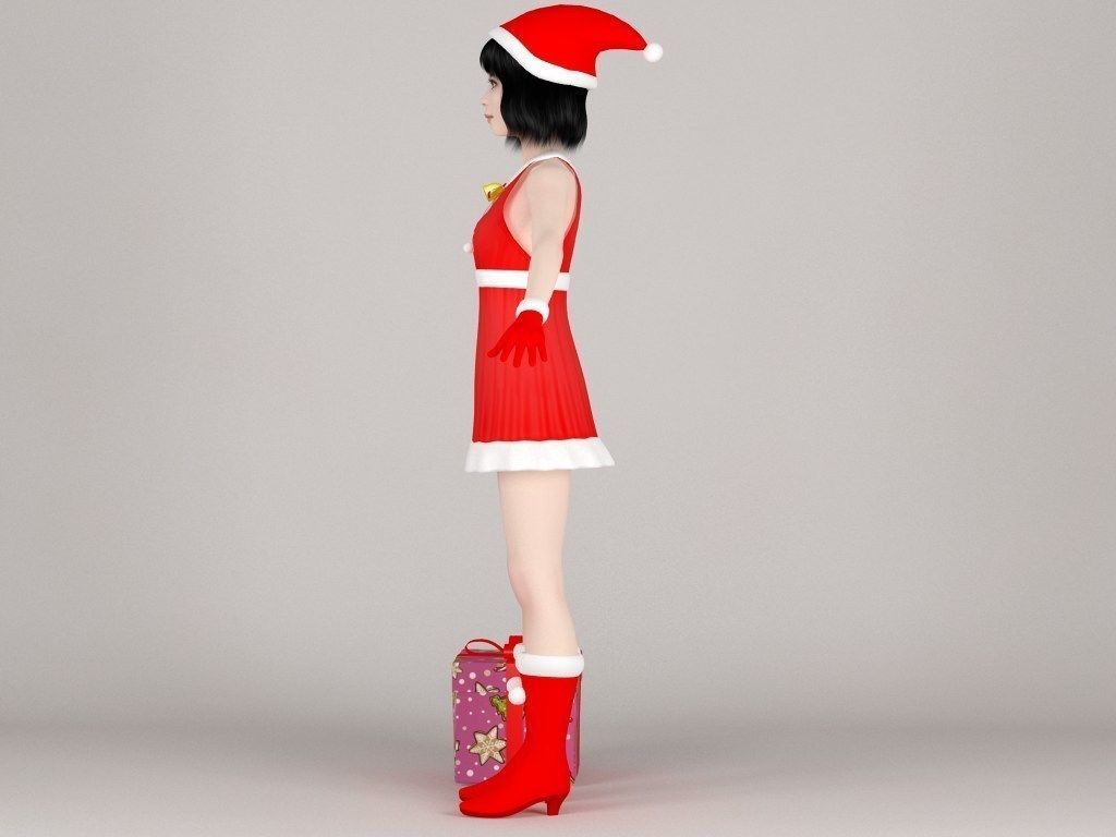  T pose nonrigged model of  Kayoko in Christmas costume 3D model_5