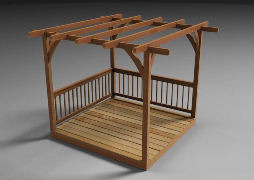 Rustic Pergola 3D model_2