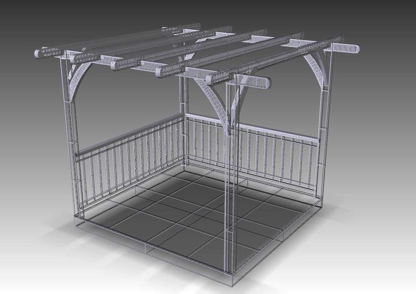 Rustic Pergola 3D model_1