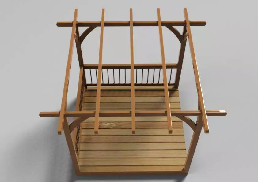 Rustic Pergola 3D model_0