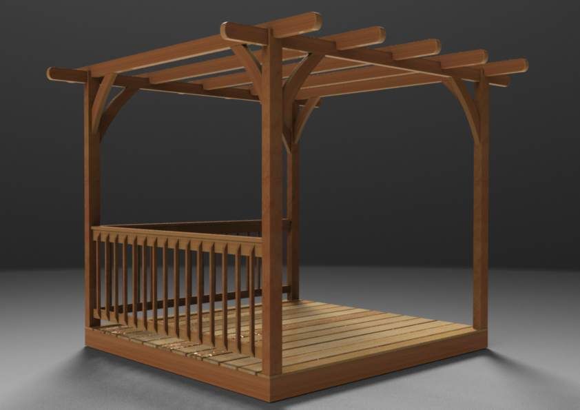 Rustic Pergola 3D model_4
