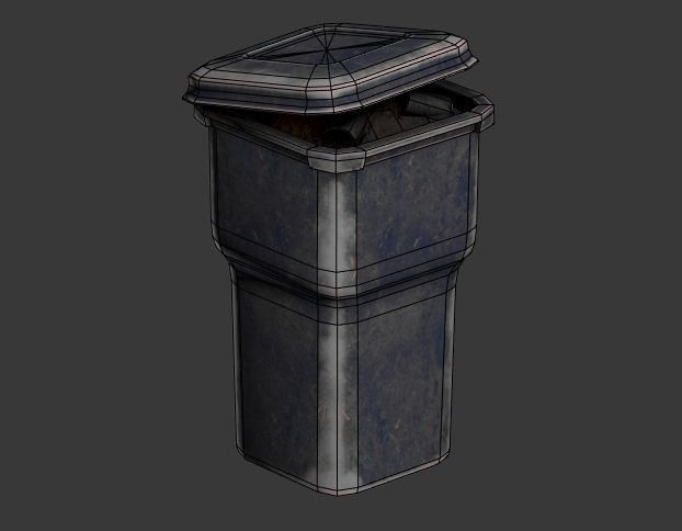 Trashcan trash can Low-poly 3D model_3
