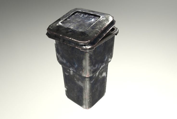 Trashcan trash can Low-poly 3D model_1