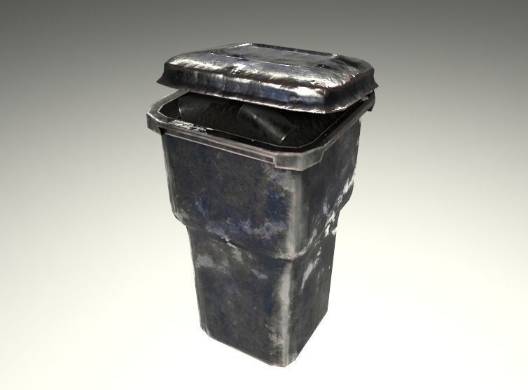 Trashcan trash can Low-poly 3D model_4