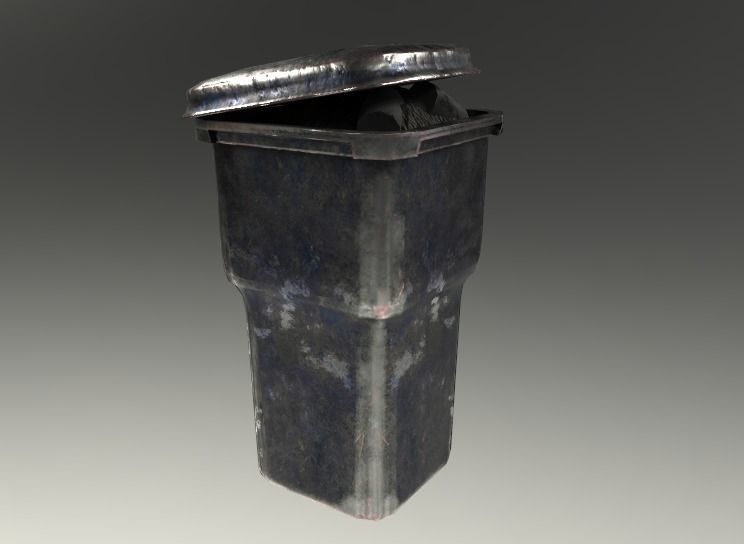 Trashcan trash can Low-poly 3D model_0
