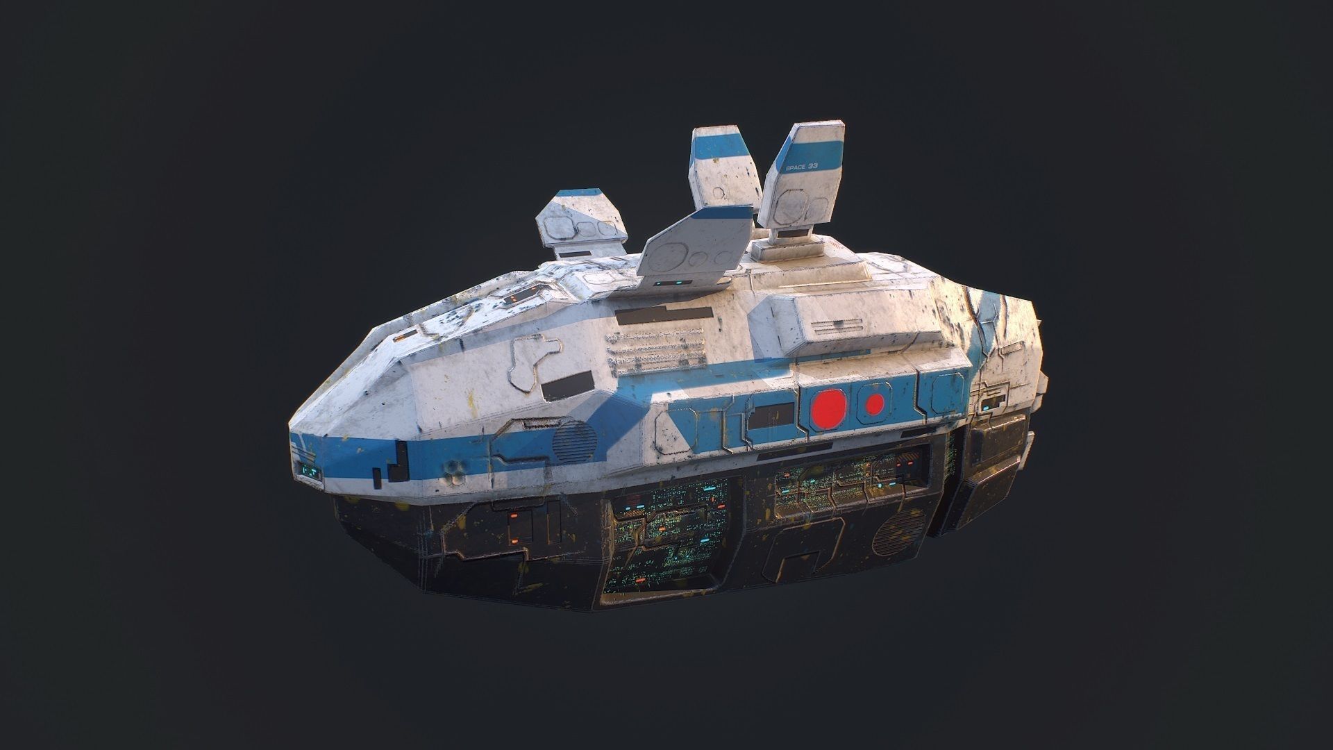 Low poly sci fi space cruiser ship Low-poly 3D model