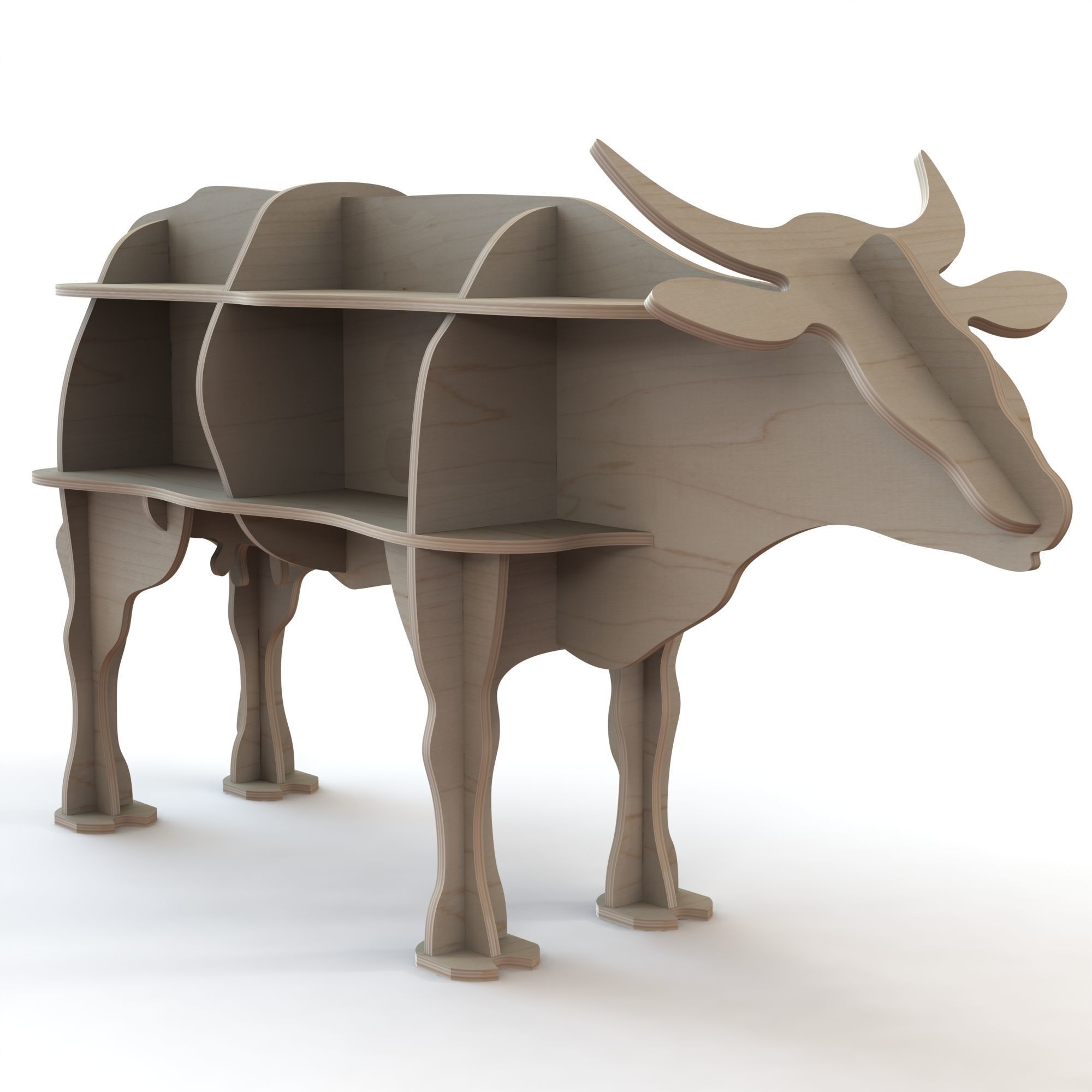 CNC Cutting pattern for wooden cow figure